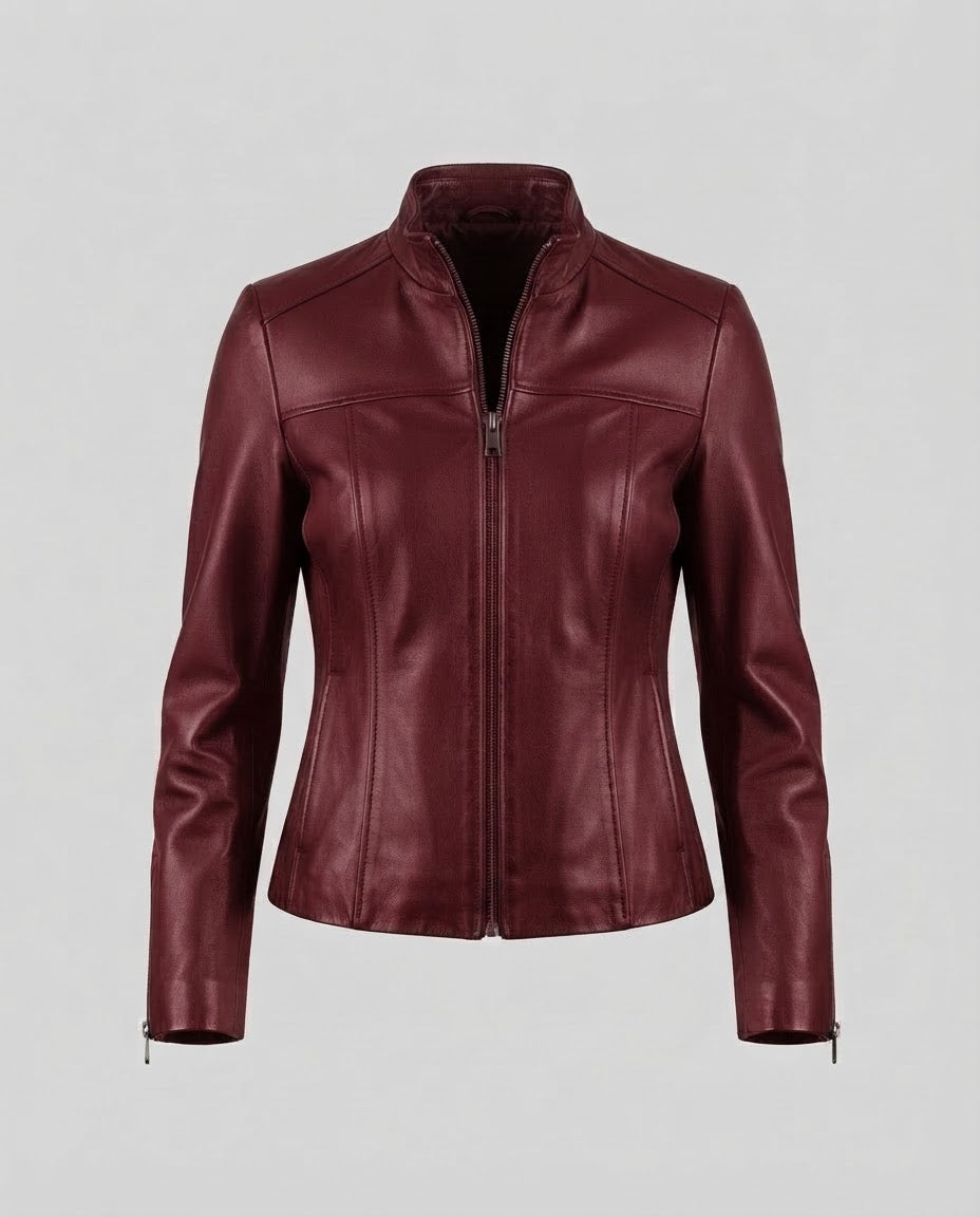 Ruby Leather Jacket - Red
