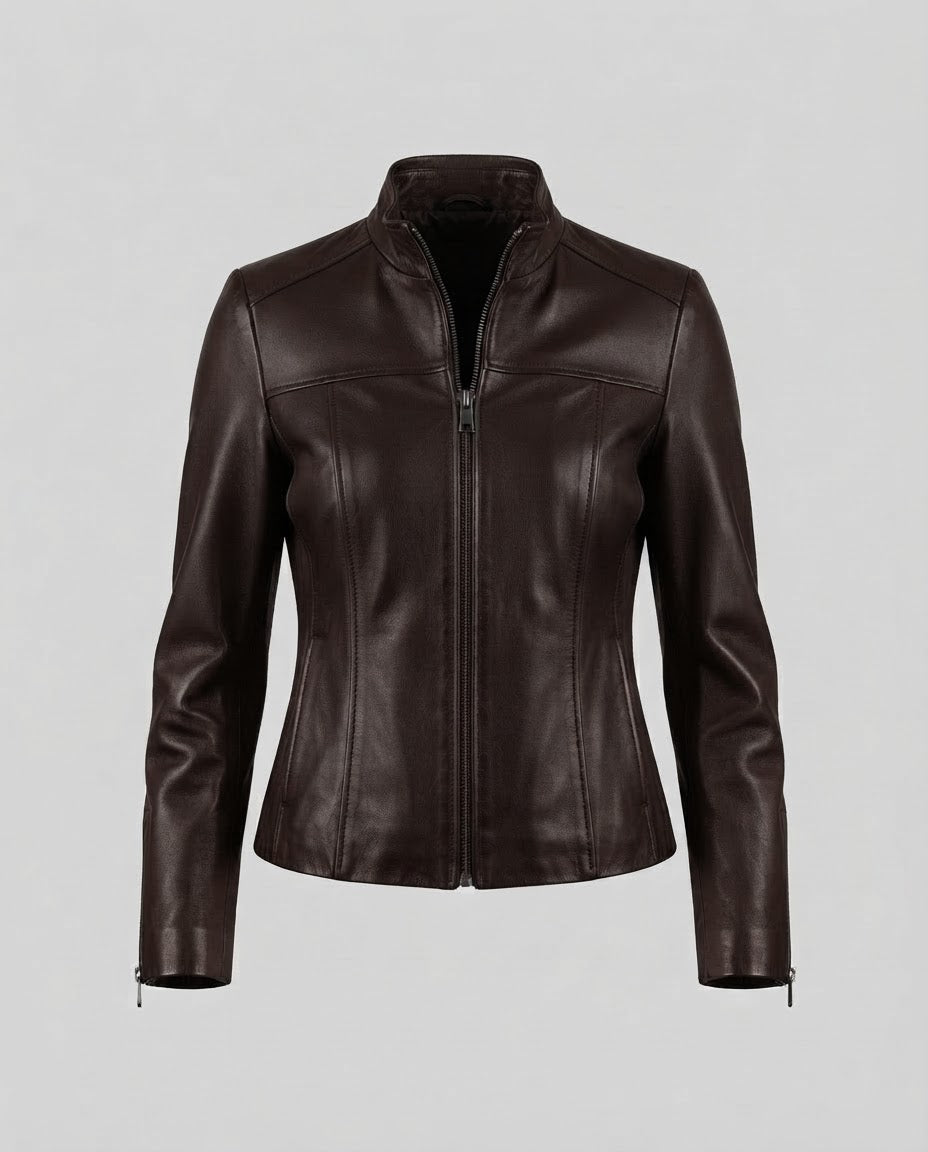 Ruby Leather Jacket - Dark Brown